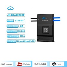 JK Smart BMS 8S-20S 200A Li-ion LiFePo4 BMS w/2A Active Balancer BT/RS485