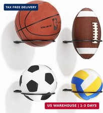 Ball Holder Wall Mount Set -Sports Ball Racks for Basketball, Soccer, Volleyball
