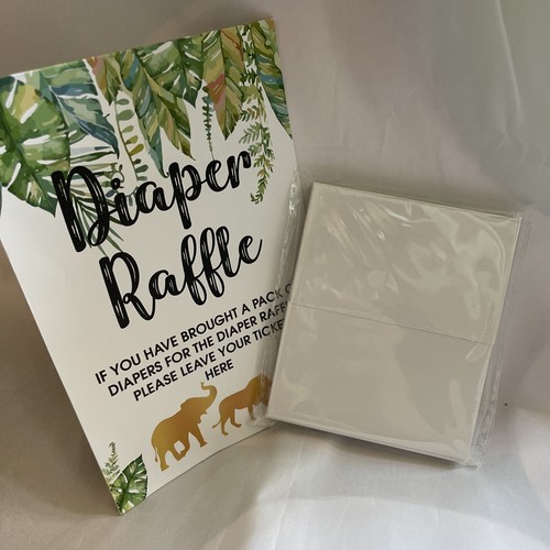 50 Safari Jungle Diaper Raffle Tickets and Sign Baby Shower Games, Decorations - Picture 4 of 4