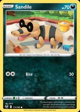 Pokemon Sandile (111/215) Silver Tempest LP REVERSE HOLO
