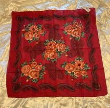 Vintage NWT Glentex Polyester Roses Head Neck Scarf Wrap Shawl Made In Italy