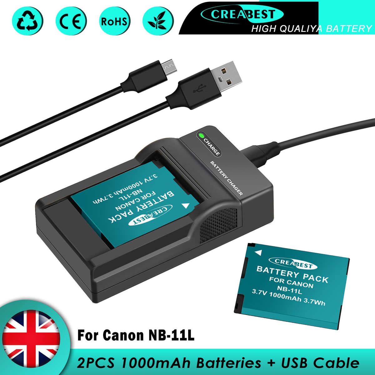 2x NB-11L NB-11LH Battery Charger For Canon PowerShot SX410 340