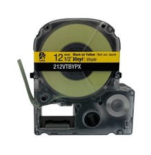 Epson 212VTBYPX 1/2" Black on Yellow Vinyl Label Tape - Authorized Dealer