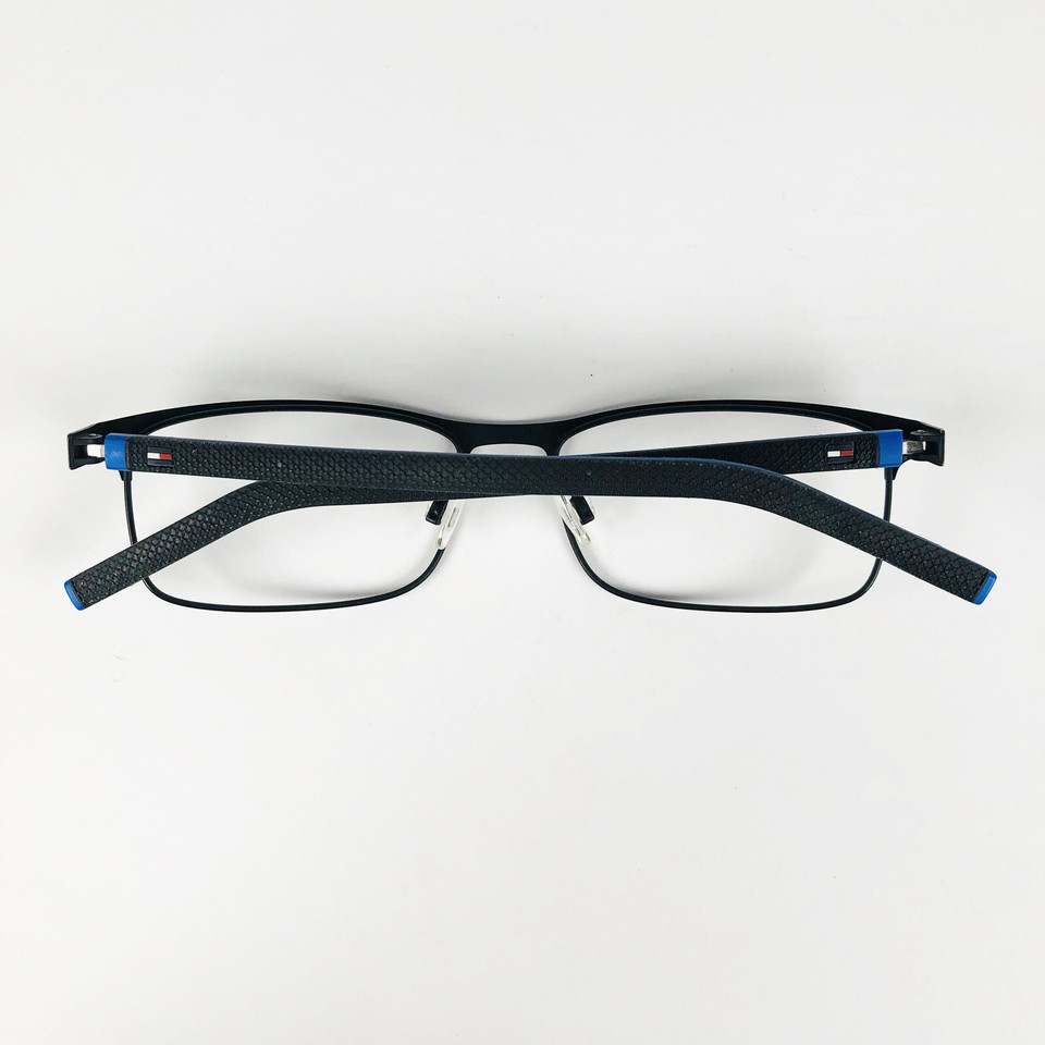 TOMMY HILFIGER eyeglasses MATT BLACK RECTANGLE glasses frame MOD: TH114 ...