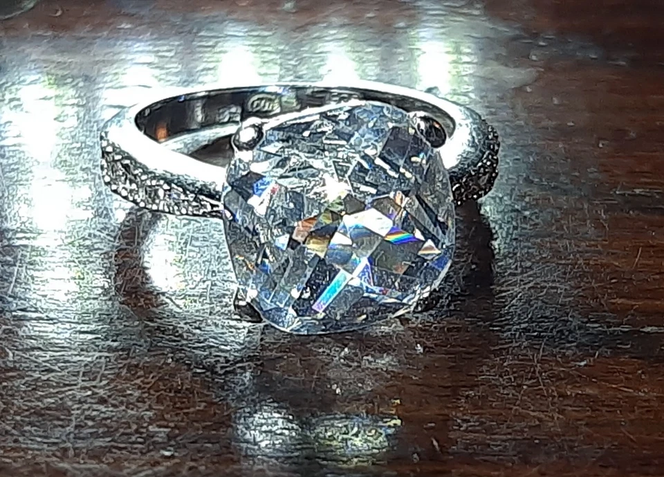 Anello Argento Con Zaffiri Bianchi Vintage - Immagine 2 di 4