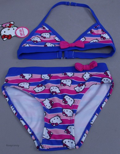 Sanrio Hello Kitty Pink & Blue 2 Pc Halter Bikini Bathing Swimsuit XSmall NWT - 第 1/2 張圖片