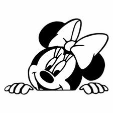 Vinyl Decal for Window - Peeking Minnie Mouse Smile Disney 