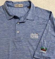 Charles Schwab Exclusive Collection Golf Shirt Mens XL Blue Colonial CC Stripe