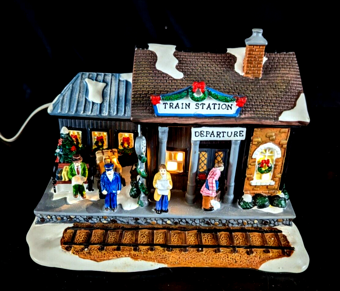 Holiday Home Accents Christmas Village Lighted House, Train Station eBay