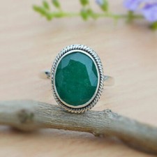 Natural Emerald Gemstone Ring 925 Sterling Silver Ring Handmade Ring Gift Ring