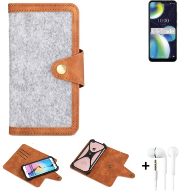 Filzhülle + Kopfhörer für Wiko View 4 Lite Schutzhülle hellgrau