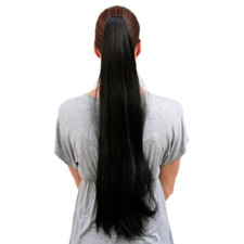 Black Color Synthetic Straight Long Hair Extension 30 inch 