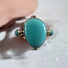 Tibetan Turquoise Solid 925 Sterling Silver Ring 9