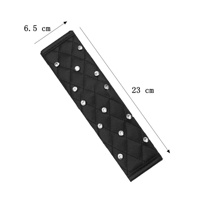 2 PIEZAS Almohadillas suaves para los hombros de cuero negro diamante interior de automóvil Foto 2 de 4