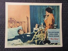 1958 THE KEY Original 14x11" Lobby Card #3 VG+ 4.5 William Holden, Sophia Loren