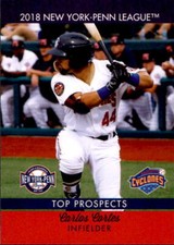 2018 New York-Penn League Top Prospects #7 Carlos Cortes Oviedo Florida FL Card