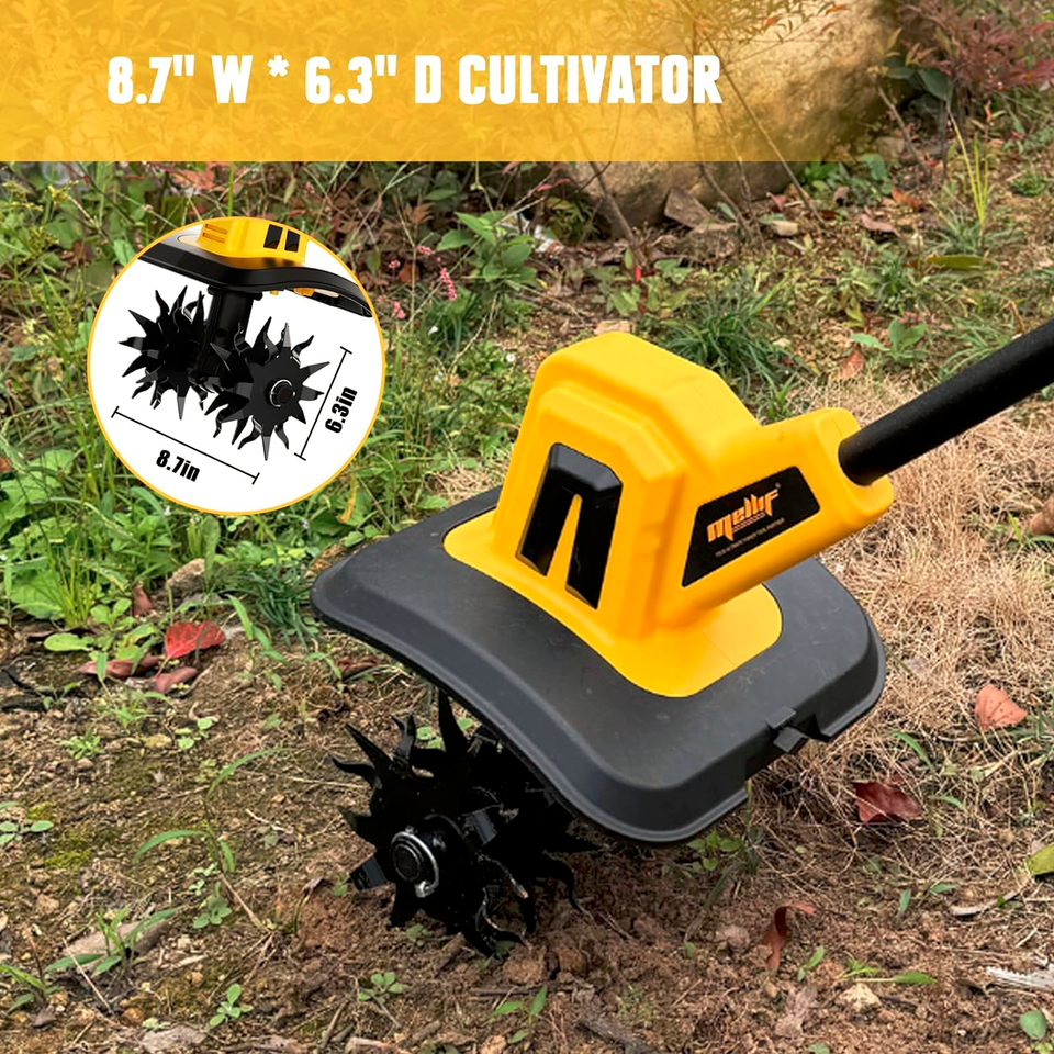 Mellif Cordless Garden Tiller Cultivator for Dewalt 20V MAX