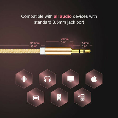 Kopfhörer AUX-Kabel Audio Kabel 3,5 mm Buchse auf Buchse Stereo PC Auto Stecker 1 m auf 3 m UK - Bild 5 von 25