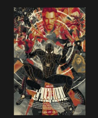 Spider-Man No Way Home Black and Gold Suit Variant Poster MONDO IN 