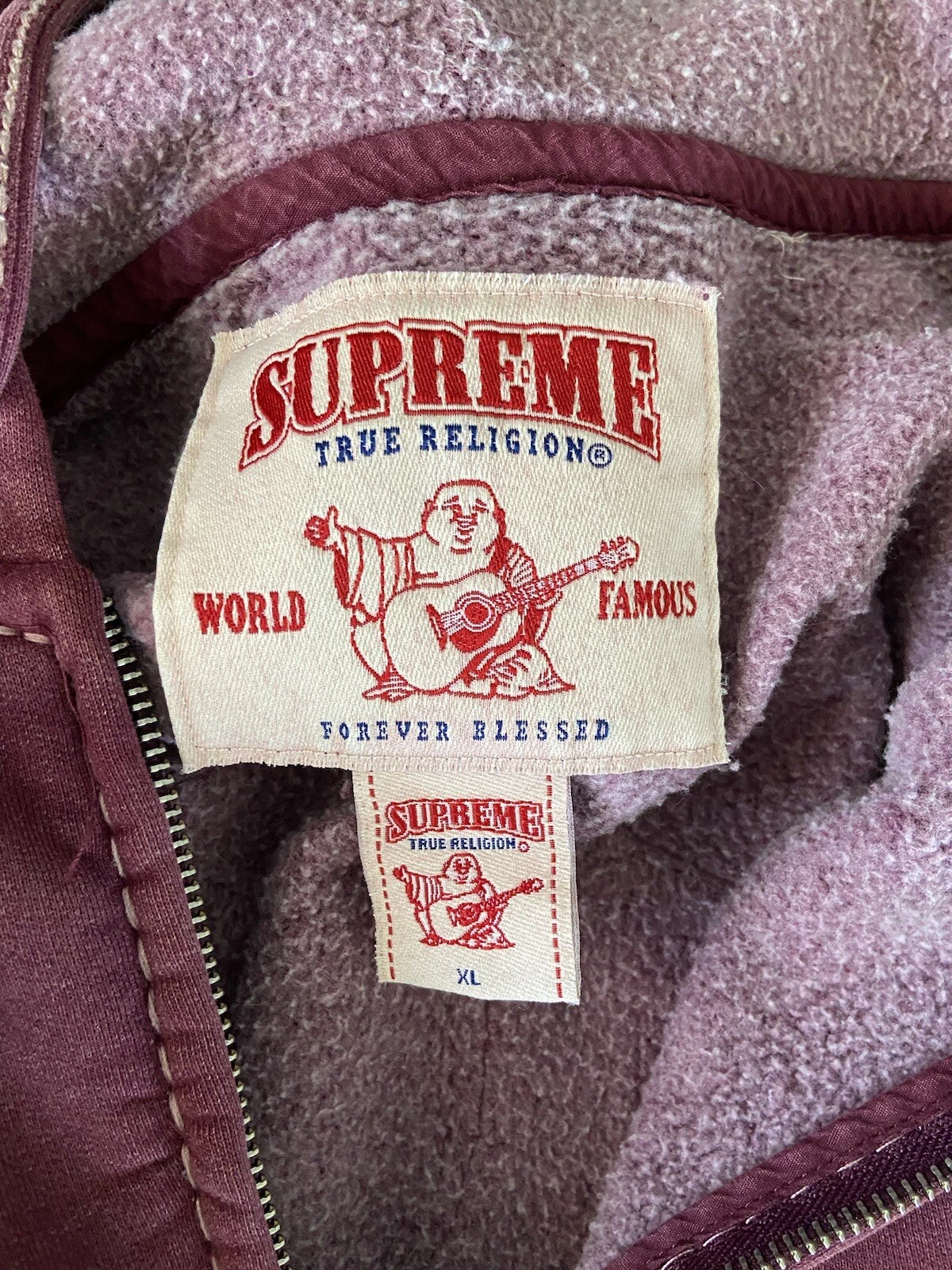 Felpa con cappuccio e zip Supreme True Religion FW22 taglia XL strass