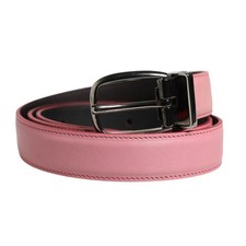 DOLCE & GABBANA Belt Men Pink Classic Leather Metal Buckle 95cm / 38in 1270usd