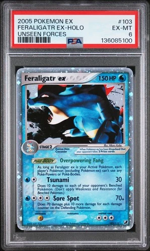 2005 POKEMON EX UNSEEN FORCES #103 FERALIGATR EX-HOLO PSA 6