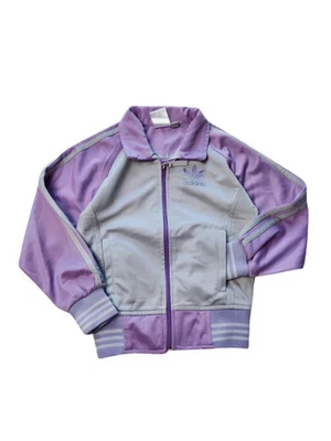 Adidas Originals Trefoil Track Jacket Kids 4 Years Lilac Grey Zip Vintage 104 cm - Photo 1/4