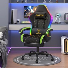 Bigzzia RGB Gaming Chair Leather Racing Office Executive Recliner with Leg Rest✨