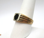 10K Yellow Gold Men's Etched Black Onyx Ring Size 9.25 8.6 Gr [R375] — photo 3