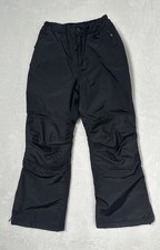 Lands End Snow Pants Youth Kids 8 Black Squall Waterproof Insulated Iron Knee
