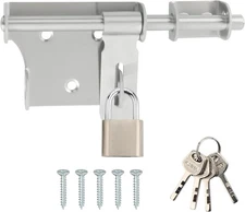 Alise 6 Inch Slide Bolt Gate Latch, Door Lock with Padlock Set, Heavy Duty Stain