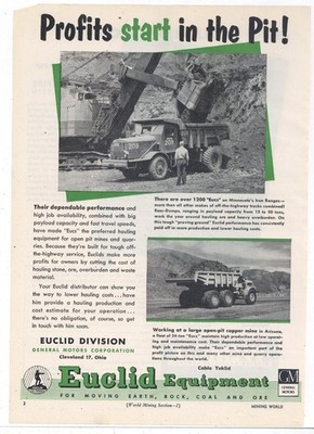 1955 Euclid Equipment Ad: Rear Dump Trucks 15-50 Tons Minnesota Iron Ranges, AZ