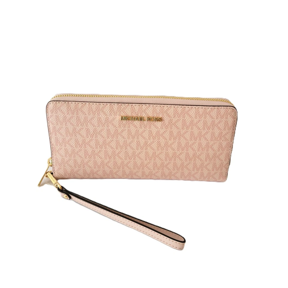Michael Kors Jet Set Travel Large Travel Continental Wallet MK Logo Powder Blush - Image 2 of 4