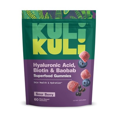 Kuli Kuli Super Gummies Skin Supplement with Biotin,Baobab & Elderberry,60 Count