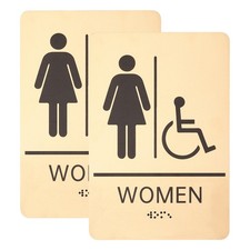 2 Pcs 9 6 Inch Restroom Sign, Women Wheelchair Signage Braille