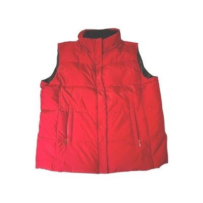Liz Claiborne Red Puffer Down Vest Quilted Mock Neck Zip Front Size XL READ