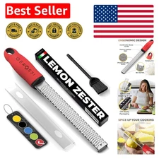 Stainless Steel Cheese Grater & Lemon Zester - Effortless Cooking in Red