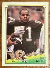 1988 Topps Football #65 Sam Mills HOF Rookie Card RC New Orleans Saints NM. rookie card picture