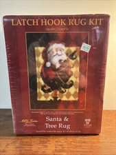 Christmas Latch Hook Rug Kit, Santa  Tree Rug, 28"x36", New  Sealed