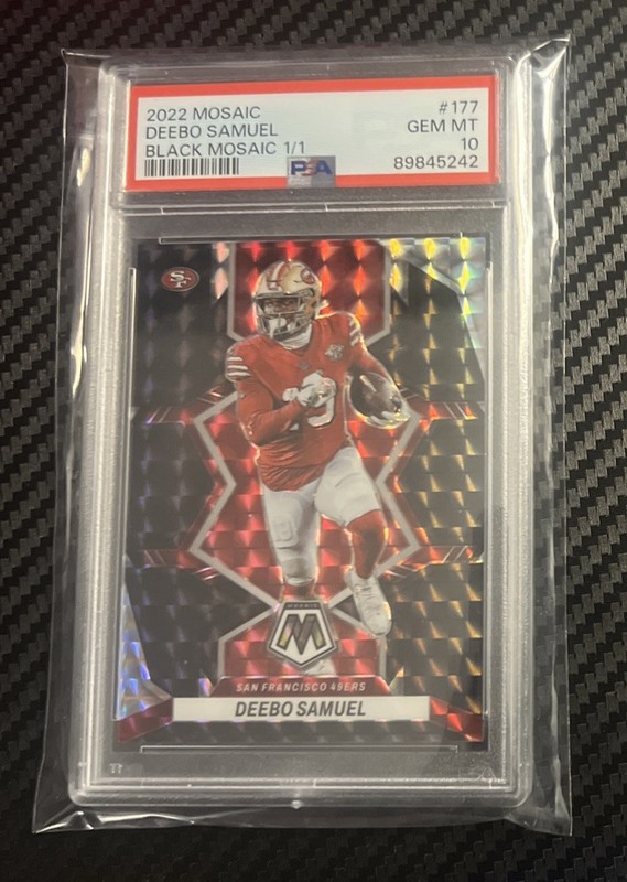 2022 Panini Mosaic Deebo Samuel Black 1/1 Mosaic Prizm PSA 10 #177