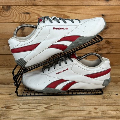 Vintage Reebok Turnschuhe Herren Größe UK 9,5 Vanta gestreift weiß rot Manchester Schuhe