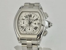 Cartier  Roadster XL Chronograph- White Dial- S/Steel- 2618 - Box/Papers -
