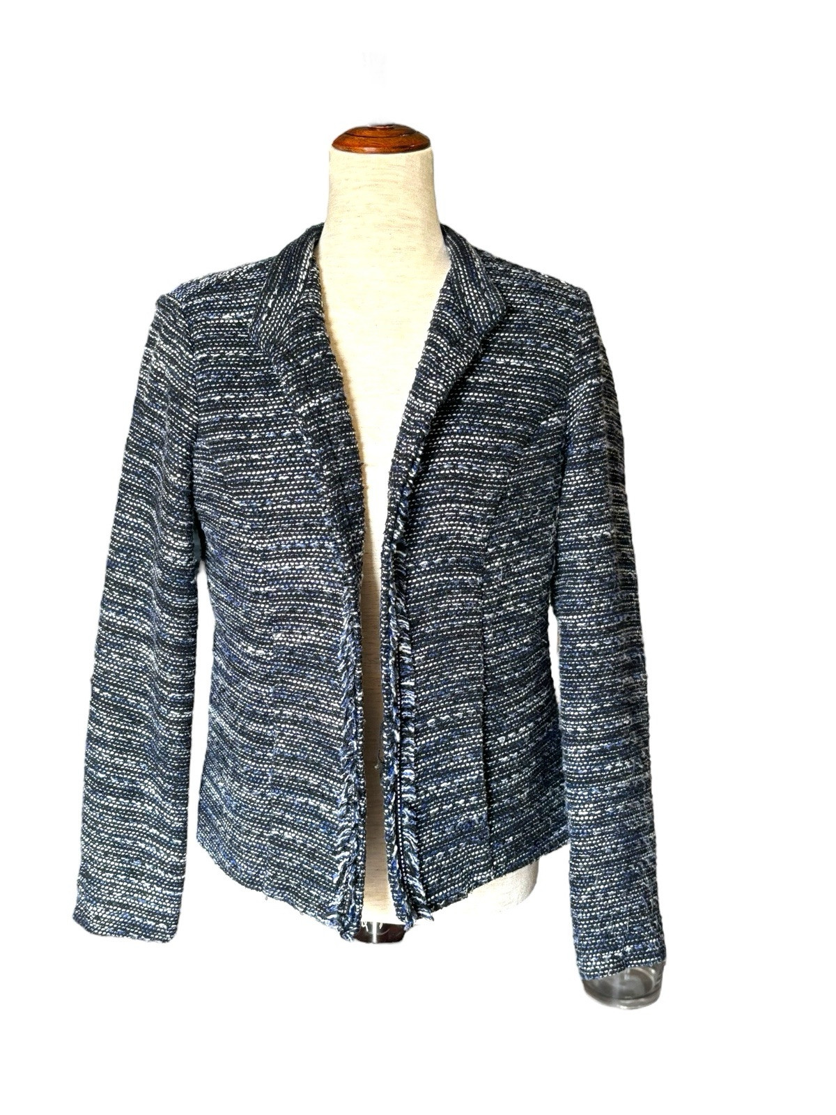 ALTRA Giacca CHRISTOPHER & BANKS Blazer donna taglia small blu tweed aperta carriera