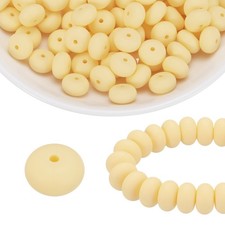 110Pcs Silicone Beads 14mm Lentil Rubber Focal Beads Bulk, Light Yellow