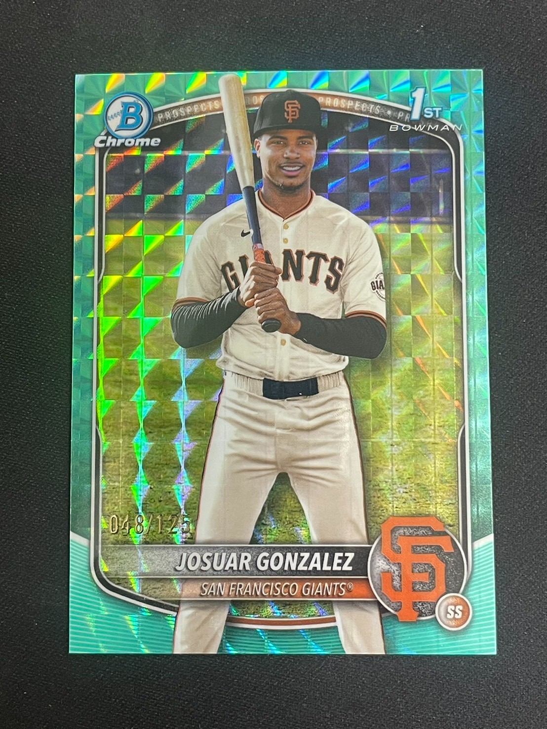 Josuar Gonzalez 2025 Topps Bowman Chrome /125 1st Aqua Geometric Refractor