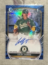 2023 Bowman Chrome Prospect Auto Colby Thomas Blue Lunar Crater Refractor /150 