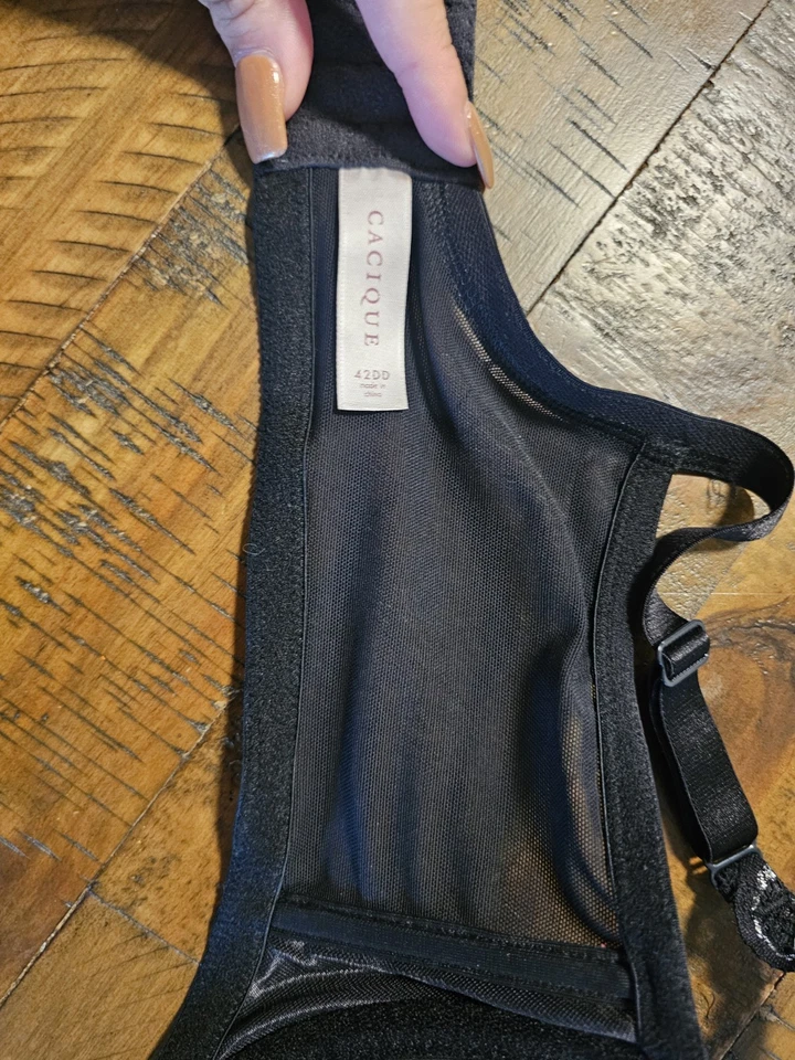 Sujetador Cacique para mujer 42DD negro floral push up correa de encaje con aros Foto 4 de 4