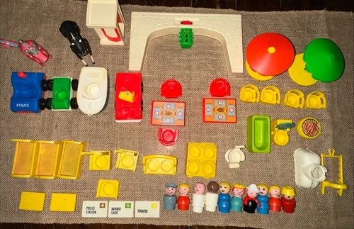 Vintage Fisher Price Little People Lot People Animals + Accessories 48 Pieces