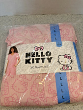 Hello Kitty Women's 2 Piece Short Sleeve Henley  Pant Pajama Set Size Lg 12-14