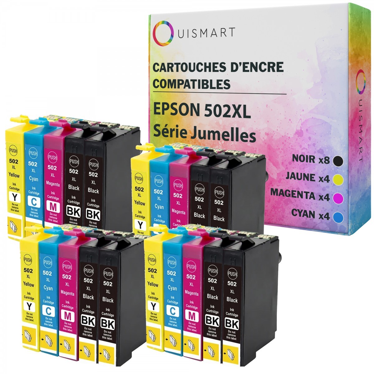 Cartouches Epson 502xl compatibles pour imprimantes Expression Home XP Pack de 20 haute capacité